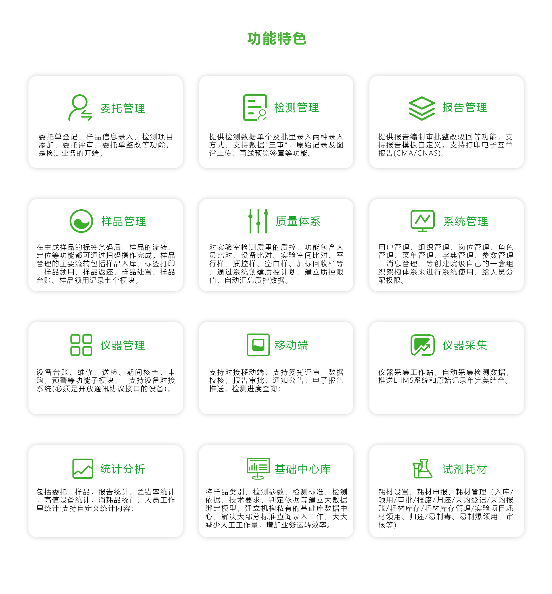 实验室信息化LIMS管理系统核心功能图